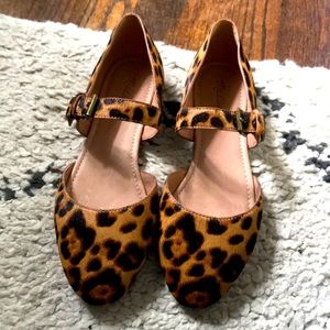 Madewell NWT buckle flats in leopard calf hair